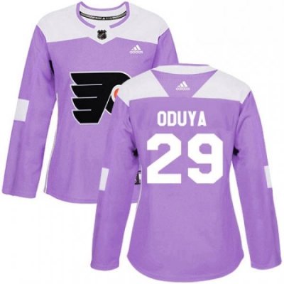 Womens Adidas Philadelphia Flyers 29 Johnny Oduya Authentic Purple Fights Cancer Practice NHL Jersey