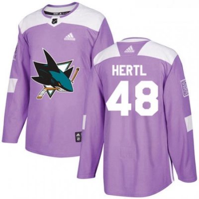 Youth Adidas San Jose Sharks 48 Tomas Hertl Authentic Purple Fights Cancer Practice NHL Jersey