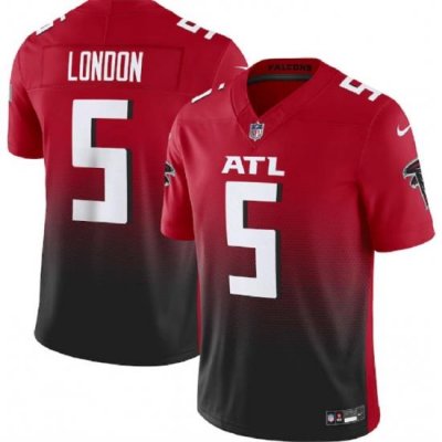 Men Atlanta Falcons 5 Drake London Red Black 2023 F U S E  Vapor Untouchable Limited Stitched Football Jersey