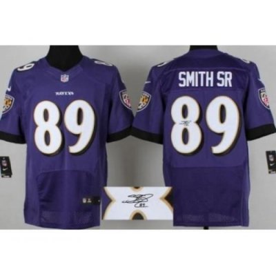 Nike Baltimore Ravens 89 Steve Smith Sr Purple Signed Elite NFL Jersey