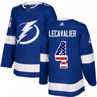 Mens Adidas Tampa Bay Lightning 4 Vincent Lecavalier Authentic Blue USA Flag Fashion NHL Jersey