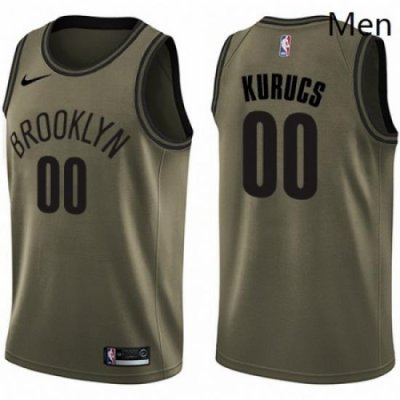 Mens Nike Brooklyn Nets 00 Rodions Kurucs Swingman Green Salute to Service NBA Jersey