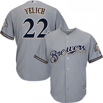 Youth Milwaukee Brewers 22 Christian Yelich Grey Cool Base Stitched MLB Jersey