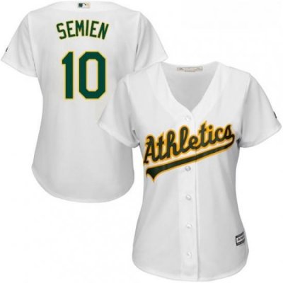 Womens Majestic Oakland Athletics 10 Marcus Semien Replica White Home Cool Base MLB Jersey