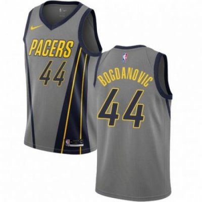 Mens Nike Indiana Pacers 44 Bojan Bogdanovic Swingman Gray NBA Jersey City Edition