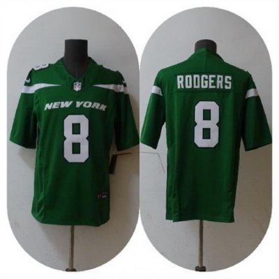 Men New York Jets 8 Aaron Rodgers 2023 F U S E  Green Vapor Untouchable Limited Stitched Jersey