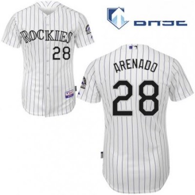 Mens Majestic Colorado Rockies 28 Nolan Arenado Replica White Home Cool Base MLB Jersey