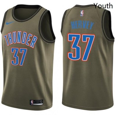 Youth Nike Oklahoma City Thunder 37 Kevin Hervey Swingman Green Salute to Service NBA Jersey