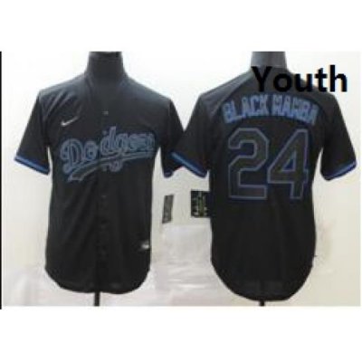 Youth Dodgers 24 Kobe Bryant Name Black Mamba Black  Cool Base Stitched MLB Jersey