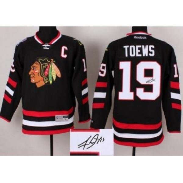 Chicago Blackhawks 19 Jonathan Toews Black 2014 Stadium Series Signed Jerseys