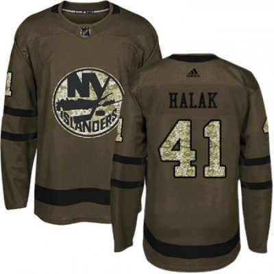 Youth Adidas New York Islanders 41 Jaroslav Halak Authentic Green Salute to Service NHL Jersey