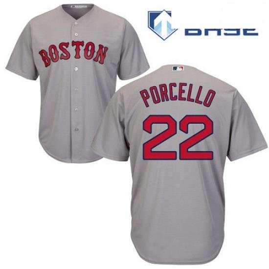 Mens Majestic Boston Red Sox 22 Rick Porcello Replica Grey Road Cool Base MLB Jersey