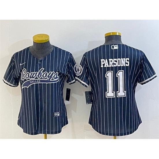 Women Dallas Cowboys 11 Micah Parsons Navy With Patch Cool Base Stitched Baseball JerseyS