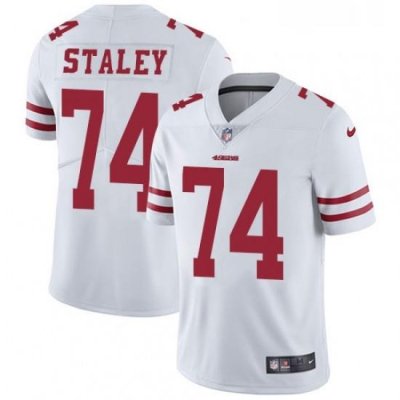 Mens Nike San Francisco 49ers 74 Joe Staley White Vapor Untouchable Limited Player NFL Jersey