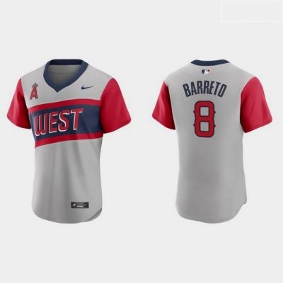 Men Los Angeles Angels 8 Franklin Barreto Men Nike Gray 2021 Little League Classic Authentic MLB Jersey