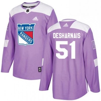 Mens Adidas New York Rangers 51 David Desharnais Authentic Purple Fights Cancer Practice NHL Jersey