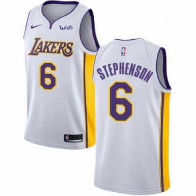 Mens Nike Los Angeles Lakers 6 Lance Stephenson Swingman White NBA Jersey Association Edition