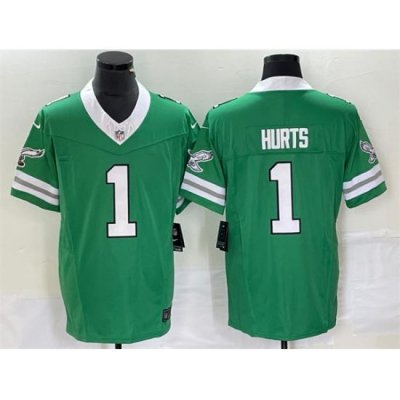 Men Philadelphia Eagles 1 Jalen Hurts Green 2023 F U S E  Vapor Untouchable Stitched Football Jersey