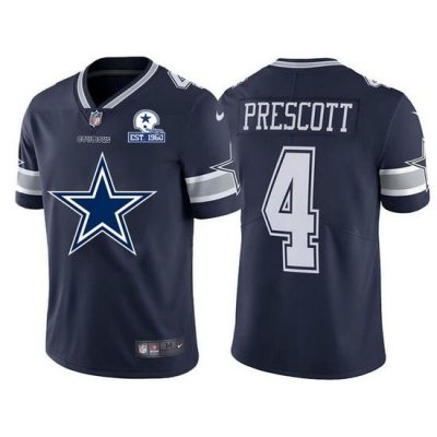 Dallas Cowboys 4 Dak Prescott Navy Blue Men Nike Big Team Logo With Established In 1960 Patch Vapor Limited NFL Jersey