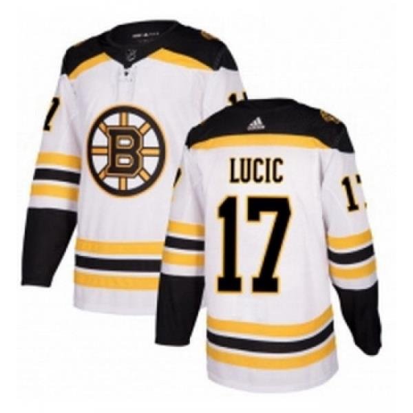 Womens Adidas Boston Bruins 17 Milan Lucic Authentic White Away NHL Jersey