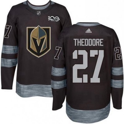 Mens Adidas Vegas Golden Knights 27 Shea Theodore Authentic Black 1917 2017 100th Anniversary NHL Jersey