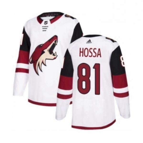 Youth Adidas Arizona Coyotes 81 Marian Hossa Authentic White Away NHL Jersey