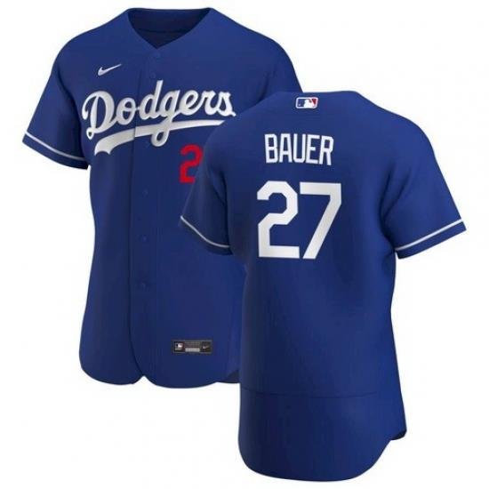 Men Los Angeles Dodgers 27 Trevor Bauer Royal Authentic Jersey