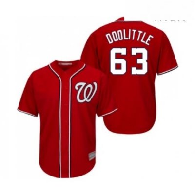 Mens Washington Nationals 63 Sean Doolittle Replica Red Alternate 1 Cool Base Baseball Jersey