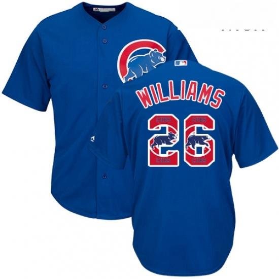 Mens Majestic Chicago Cubs 26 Billy Williams Authentic Royal Blue Team Logo Fashion Cool Base MLB Jersey