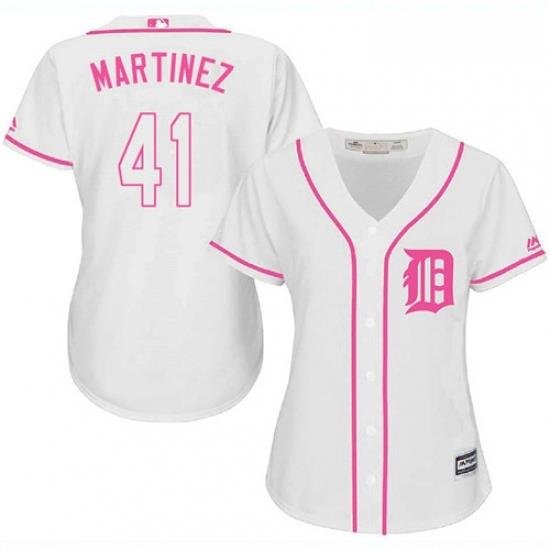 Womens Majestic Detroit Tigers 41 Victor Martinez Replica White Fashion Cool Base MLB Jersey