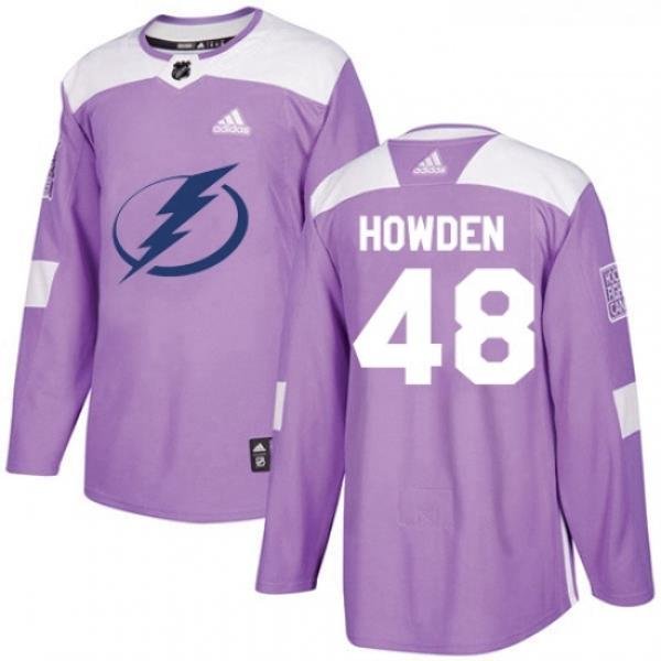 Youth Adidas Tampa Bay Lightning 48 Brett Howden Authentic Purple Fights Cancer Practice NHL Jersey