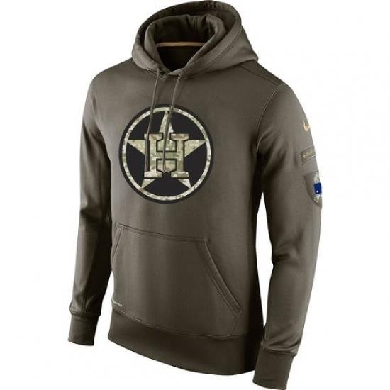 Men MLB Houston Astros Nike Olive Salute To Service KO Performance Hoodie