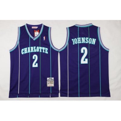 NBA Charlotte Hornets 2 Larry Johnson Throwback Soul Swingman Purple Jersey