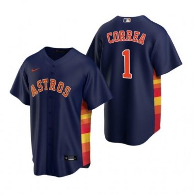 Mens Nike Houston Astros 1 Carlos Correa Navy Alternate Stitched Baseball Jerse