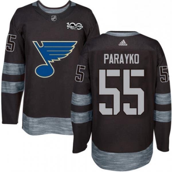 Mens Adidas St Louis Blues 55 Colton Parayko Authentic Black 1917 2017 100th Anniversary NHL Jersey