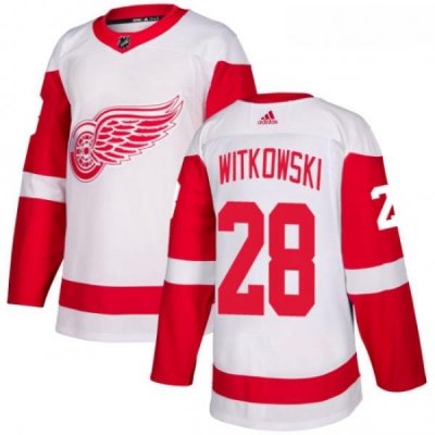 Youth Adidas Detroit Red Wings 28 Luke Witkowski Authentic White Away NHL Jersey