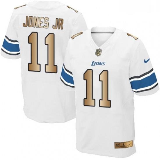 Men Nike Detroit Lions 11 Marvin Jones Jr Elite WhiteGold NFL Jersey