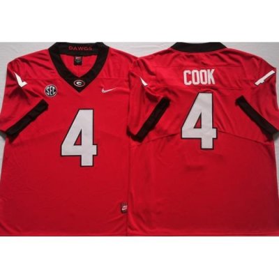 Men #4 James Cook Georgia Bulldogs College Football Jerseys red