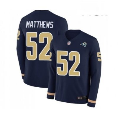 Men Los Angeles Rams 52 Clay Matthews Limited Navy Blue Therma Long Sleeve Football Jersey