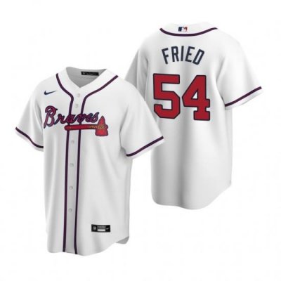 Mens Nike Atlanta Braves 54 Max Fried White Home Stitched Baseball Jersey