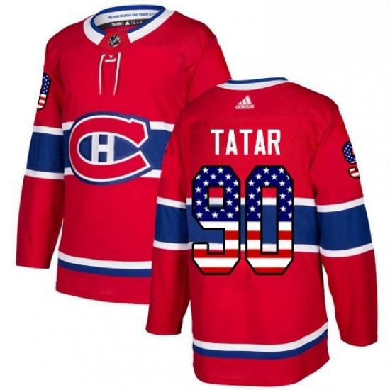 Mens Adidas Montreal Canadiens 90 Tomas Tatar Authentic Red USA Flag Fashion NHL Jersey