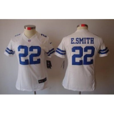 Women Nike Dallas CoWboys 22 E.SMITH White Color[Women's NIKE LIMITED Jersey]