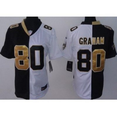 Women Nike NeW Orleans Saints 80 Jimmy Graham Black White Split NFL Jerseys