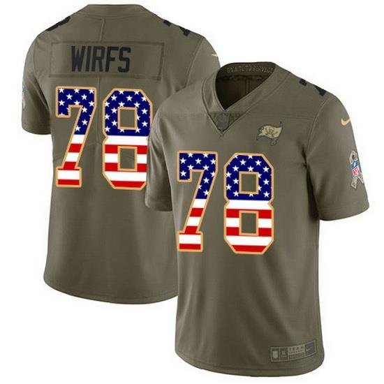 Nike Buccaneers 78 Tristan Wirfs Olive USA Flag Men Stitched NFL Limited 2017 Salute To Service Jersey