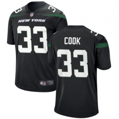 Men New York Jets 33 Dalvin Cook Black Stitched Game Jersey