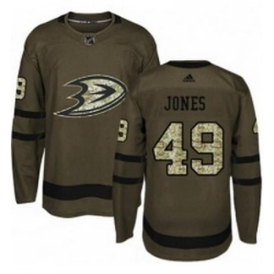 Youth Adidas Anaheim Ducks 49 Max Jones Authentic Green Salute to Service NHL Jersey