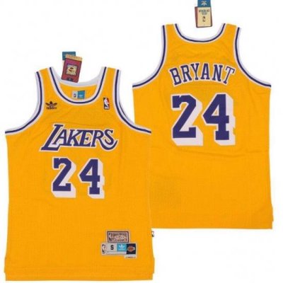 Men Adidas Lakers 24 Kobe Bryant Yellow Throwback Stitched NBA Jersey