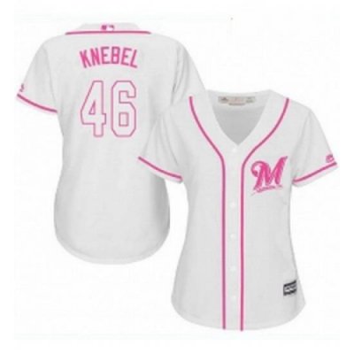 Womens Majestic Milwaukee Brewers 46 Corey Knebel Replica White Fashion Cool Base MLB Jersey