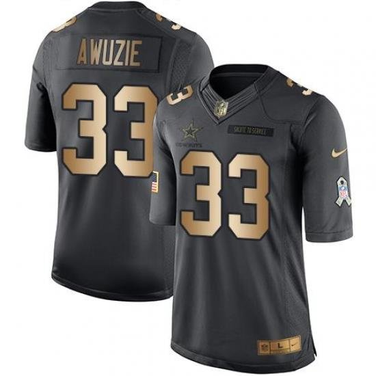 Nike Cowboys #33 Chidobe Awuzie Black Mens Stitched NFL Limited Gold Salute To Service Jersey