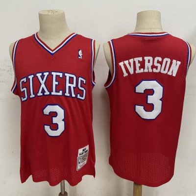 Men Philadelphia 76ers 3 Allen Iverson Red 2002 03 Hardwood Clas